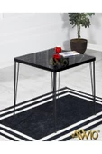 AVVİO 70x70 Defne 2 Kişilik Yemek Masası Takımı-mutfak Masası Takımı-siyah Mermer Desenli thumbnail 2