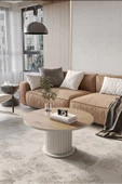 AVVİO Woven Lake MDF AYAK  Modern Yuvarlak Orta Sehpa 70 CM - 1