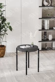 AVVİO Solid Siyah  Metal Ayak İstiflenebilir Mutfak-Balkon Taburesi (2 Adet) - 2
