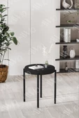 AVVİO Solid Siyah  Metal Ayak İstiflenebilir Mutfak-Balkon Taburesi (2 Adet) thumbnail 2