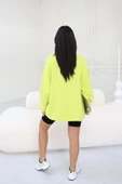 Yırtmaç Detaylı Oversize Sweatshirt Neon Yeşil - 2