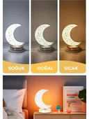 Dekoratif Ay Işığı Hilal Masa Lambası Crystal Moon USB Şarjlı 3 Modlu Ambiyans LED Gece Lambası B37 - 4