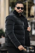 Erkek Parlak Kışlık Şişme Mont Astarlı Siyah thumbnail 3