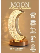 Dekoratif Ay Işığı Hilal Masa Lambası Crystal Moon USB Şarjlı 3 Modlu Ambiyans LED Gece Lambası B37 - 1