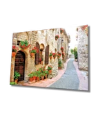 Çiçekli Sokak Dekoratif ve Modern Cam Tablo Flower Streets - 1