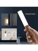 Modern Sensörlü USB Şarjlı Mıknatıslı Taşınabilir Duvar Aplik Masa Lambası Ahşap Görünümlü Gün Işığı B84 - 3
