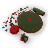 Yeniyıl Yılbaşı Noel 24 parça 6 kişilik Amerikan Yemek Servis Supla Bardak Altlığı Peçete Çatal Seti - 7