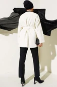 Sim Detaylı Kuşaklı Ceket Ekru thumbnail 3