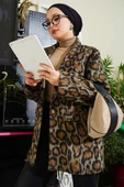 Leopar Desen Kaşe Ceket Leopar - 1