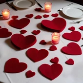 Sevgililer Günü Evlilik Özel gün Romantik Aşk Yemek 3 boy Kalp Keçe Süs - 1