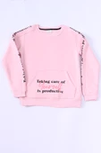 KIZ ÇOCUK 3 İPLİK SWEAT KANGURU CEPLİ BASKILI C24 thumbnail 6
