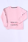 KIZ ÇOCUK 3 İPLİK SWEAT KANGURU CEPLİ BASKILI C24 thumbnail 5