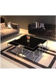Onurdesign Kante Metal Crom Kaplama Siyah Cam Orta Sehpa 4+1 - 3
