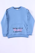 KIZ ÇOCUK 3 İPLİK SWEAT KANGURU CEPLİ BASKILI C24 thumbnail 2