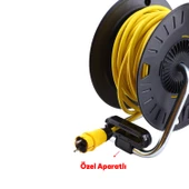 Kapaklı Uzatma Kablosu 3x1.5 mm H05VV-F 25 Metre Plastik Makaralı Seyyar %100 Bakır Kablo 4 Prizli - 7