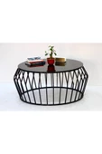Onurdesign Metal Yuvarlak Elips Orta Sehpa Siyah Crom Nikel Kırılmaz Sehpa - 1