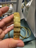 22 Ayar Altın Kaplama 12 mm 62 Boy 925 Gümüş Bilezik - 2