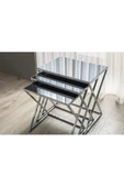 Onurdesign Venedik Metal Crom Ayak Üst Füme Cam Ayna Zigon Sehpa - 1
