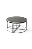 Onurdesign Sosa Metal Crom Füme Aynalı Yuvarlak Orta Sehpa 4+1 - 3