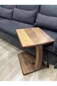 Onurdesign C Servis Ceviz Kaplamalı Tekerlekli Yan Sehpa - 2