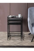 Onurdesign Zuma Metal Ayaklı Siyah Camlı 3lü Zigon Sehpa - 2
