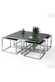 Onurdesign Kante Metal Crom Kaplama Füme Aynalı Orta Sehpa 4+1 - 2