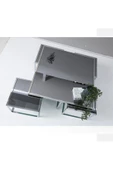 Onurdesign Kante Metal Crom Kaplama Füme Aynalı Orta Sehpa 4+1 - 3