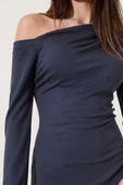 Tek Omuz Basic Elbise Füme thumbnail 4