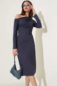 Tek Omuz Basic Elbise Füme thumbnail 1