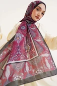 Otantik Desen Soft Şal Bordo - 1