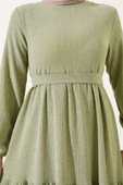 Kuşaklı Ağaç Kabuğu Elbise Mint thumbnail 4