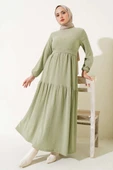 Kuşaklı Ağaç Kabuğu Elbise Mint thumbnail 1
