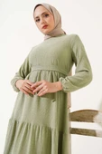 Kuşaklı Ağaç Kabuğu Elbise Mint thumbnail 2
