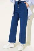 Paça Püsküllü Kendinden Kuşaklı Kot Pantolon Kot - 2