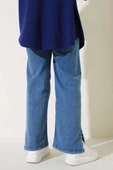 Paça Yanı Taşlı Kot Pantolon Kot Mavisi thumbnail 3