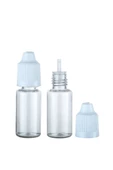 100 Adet - 15ml Şeffaf Plastik Likit Şişesi - Iğne Uclu Damlalıklı Pet Şişe, Beyaz Kapaklı - 1