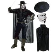 V For Vendetta Maskesi Şapka Pelerin Seti - 1