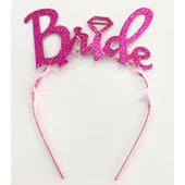 Fuşya Renk Bekarlığa Veda İtalik Yazı Alyanslı Bride Taç - 1