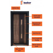 TEZ-1555 Statik Kasalı Rustik Çizgili Model Çelik Kapı, Daire Kapısı, Villa Kapısı - 2