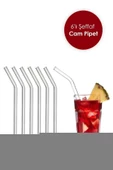 1 Adet Kokteyl Sunum Pipeti Cam Pipet Isıya Dayanıklı Eğimli 20cm Şeffaf Cam Pipet Tekli - 4