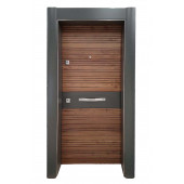 TEZ-1558 Antrasit Renk Statik Kasalı Rustik Çizgili Model Çelik Kapı, Daire Kapısı, Villa Kapısı - 1