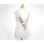Beyaz Gümüş Bride To Be Simli Kuşak Kemer 10 cm - 2