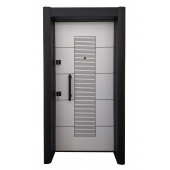 TEZ-1593B Siyah Renk Statik Kasalı Rustik Çizgili Model Çelik Kapı, Daire Kapısı, Villa Kapısı - 1