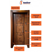 TEZ-3451 Ahşap Kaplama Kabartma Model Çelik Kapı, Daire Kapısı , Villa Kapısı - 2