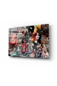 Bebekler ve Maskeler Dekoratif ve Modern Cam Tablo - 1