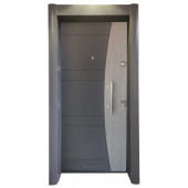 TEZ-1597 Antrasit Renk Statik Kasalı Rustik Çizgili Model Çelik Kapı, Daire Kapısı, Villa Kapısı - 1