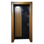 TEZ-3458 Ahşap Kaplama Kabartma Model Çelik Kapı, Daire Kapısı, Villa Kapısı - 1