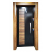 TEZ-3459 Ahşap Kaplama Kabartma Model Çelik Kapı, Daire Kapısı, Villa Kapısı - 1