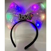 Led Işıklı Gümüş Love Yazılı Lila Fiyonk Taç - 1