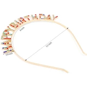 Renkli Kristal Taşlı Lüks Happy Birthday Taçı - 3